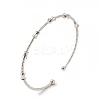 Rack Plating Brass Drum Beaded Open Cuff Bangle for Women BJEW-E073-07P-3