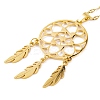 Woven Net/Web with Feather 201 Stainless Steel Boho Pendant Necklaces for Women NJEW-G087-07G-2
