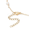 Natural Lepidolite Star & Natural Freshwater Pearl & Brass Link Chain Necklaces NJEW-JN05687-03-4