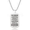 201 Stainless Steel To My Daughter Dog Tag Pendant Ball Chain Necklaces FS-WG527E6-30-1