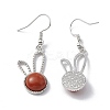 Natural Red Jasper Rabbit Dangle Earrings EJEW-A092-05P-13-2