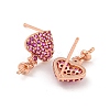 Rack Plating Brass Micro Pave Hot Pink Cubic Zirconia Stud Earring Finding EJEW-C102-05G-02B-2