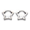 Tarnish Resistant 304 Stainless Steel Star Huggie Hoop Earrings STAS-J033-07P-1