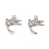 Brass Micro Pave Cubic Zirconia Bird Pendants KK-E068-VB297-2