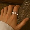 2 Colors 304 Stainless Steel Adjustable Cuff Rings for Women RJEW-HY0001-31B-5