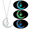 3Pcs 3 Colors Platinum Plated Alloy Crescent Moon Pendant Necklaces Set NJEW-AN0001-31-3