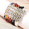 WWJD(What Would Jesus Do) Acrylic & CCB & Glass Beads Stretch Bracelets BJEW-K299-01-1