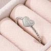 Heart 304 Stainless Steel Open Cuff Rings for Women LS-RJEW-G338-14P-3