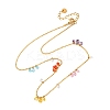 304 Stainless Steel Ball Chain Colorful Cubic Zirconia Flat Round Tassel Necklaces for Women NJEW-A051-03G-01-4