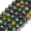 Electroplated Natural Agate Beads Strands G-B191-A07-8mm-19-2