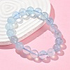 Natural Aquamarine Round Bead Stretch Bracelets for Men Women BJEW-U034-01B-01-3