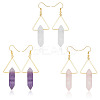 3 Pairs 3 Style Natural Mixed Gemstone Triangle with Bullet Dangle Earrings EJEW-AN0002-27-1