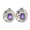 Natural Amethyst Oval Pendants G-Q165-03AS-07-1