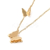 Ion Plating(IP) 304 Stainless Steel 3D Butterfly Pendant Necklace for Women LS-NJEW-A004-27G-1