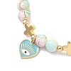 Heart with Eye Alloy Enamel Charm Bracelets BJEW-JB12287-02-3
