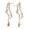 Brass Twist Oval Dangle Stud Earrings for Women EJEW-N012-46-2
