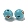 Printed Wood European Beads WOOD-L020-D16-2