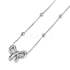 304 Stainless Steel Bowknot Pendant Satellite Chain Necklaces NJEW-I129-06P-1