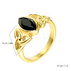 Horse Eye & Knot 304 Stainless Steel with Cubic Zirconia Finger Rings FS-WG8EA45-10-3