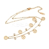 Saint Patrick's Day 304 Stainless Steel Crystal Rhinestone Flat Round and Clover Tassel Bib Necklaces for Women NJEW-A064-01G-4