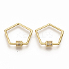 Brass Micro Pave Clear Cubic Zirconia Screw Carabiner Lock Charms ZIRC-S066-005-1