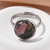 Half Round Natural Rhodonite Finger Rings RJEW-M062-01P-07-4