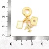 Brass Pave Clear Cubic Zirconia European Dangle Charms KK-F904-01C-G-3