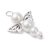 Pearlized Glass Pearl Bead Pendants PALLOY-JF03203-06-3