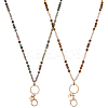 Natural African Bloodstone & Natural Tiger Eye & Glass Retractable Badge Reel with Chains HJEW-SC00158-6