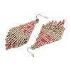 Boho Seed Bead Rhombus Tassel Earrings EJEW-Z072-02A-3
