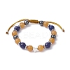 Natural Red Aventurine & Lapis Lazuli & Brass Heart Braided Bead Bracelet BJEW-JB09703-01-1