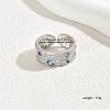 Adjustable Elegant Brass Micro Pave Cubic Zirconia Cuff Rings for Women AA0359-1