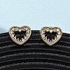 Brass Micro Pave Clear Cubic Zirconia Heart Stud Earrings EJEW-K267-29G-2