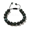 12.5mm Round Natural Moss Agate Braided Bead Bracelets for Women Men BJEW-C060-01B-1