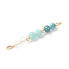 Faceted Round Natural Quartz Crystal & Amazonite & Apatite Beaded Connector Charms PALLOY-JF03530-03-3