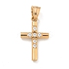 Ion Plating(IP) 304 Stainless Steel Cubic Zirconia Pendants STAS-C102-06B-RG-1