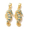 Brass Micro Pave Deep Sky Blue Cubic Zirconia Pendants X-CU-CBA9AB3-39G-1