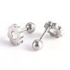 Tarnish Resistant 201 Stainless Steel Flower Barbell Cartilage Earrings LS-EJEW-R147-07-3