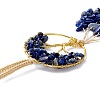 Wire Wrapped Chips Natural Lapis Lazuli Big Pendant Decorations HJEW-H057-03G-4