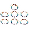 7Pcs Chakra Theme Natural & Synthetic Mixed Gemstone Chips Braided Beads Bracelets BJEW-JB11324-2