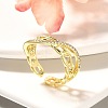 Rack Plating Brass Micro Pave Cubic Zirconia Cuff Finger Rings for Women RJEW-C117-02G-1