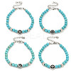 304 Stainless Steel & Synthetic Turquoise Round Beaded Bracelets for Women BJEW-G717-09-1