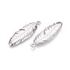 304 Stainless Steel Feather Pendants STAS-T067-32P-2