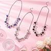 3Pcs 3 Colors Round Glass Beaded Bib 304 Stainless Steel Rolo Chain Necklaces NJEW-JN05359-1