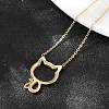 304 Stainless Steel Cat Outline Pendant Necklaces for Women NJEW-F339-03G-5