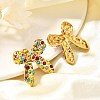304 Stainless Steel Bowknot Stud Earrings EJEW-A123-02C-G-5