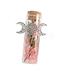 Cherry Quartz Glass Chip Healing Crystals Wishing Bottles with Alloy Triple Moon Decor PW-WGD8D42-01-1