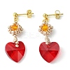 Glass Heart Dangle Stud Earrings EJEW-MZ00113-2