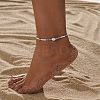 Bohemian Style Resin & Synthetic Turquoise & Rice Plastic Pearl Beaded Stretch Anklets for Women FS-WG314A7-01-2
