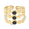 Ion Plating(IP) 304 Stainless Steel Enamel Flat Round Cuff Finger Rings RJEW-L107-080G-02-2